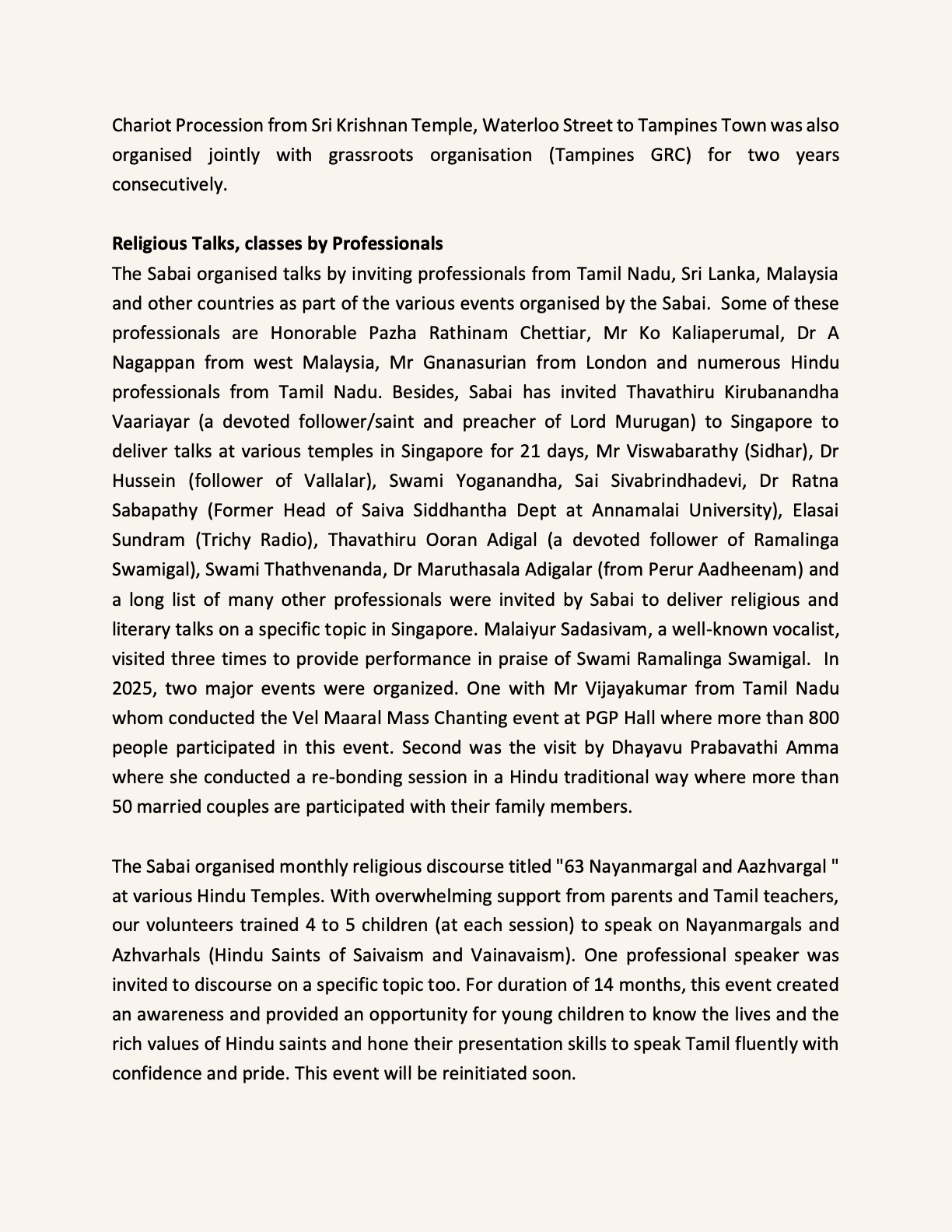 The Singapore Hindu Sabai since 1954 — page 3