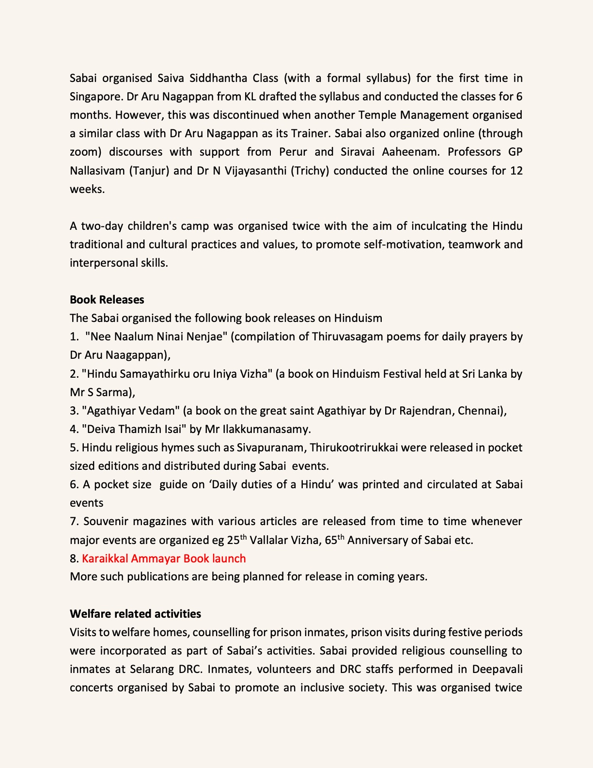 The Singapore Hindu Sabai since 1954 — page 4